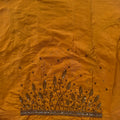 Yellow Aari Work Blouse Fabric in Devi silk 1 metre with Cutdana Hand Embroidery | Designer Blouse Piece for Bridal & Festive Wear