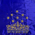 Royal Blue Aari Work Blouse Fabric in Devi silk 1 metre with Cutdana Hand Embroidery | Designer Blouse Piece for Bridal & Festive Wear