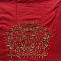 Maroon Aari Work Blouse Fabric in Devi silk 1 metre with Cutdana Hand Embroidery | Designer Blouse Piece for Bridal & Festive Wear