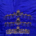 Royal Blue Aari Work Blouse Fabric in Devi silk 1 metre with Cutdana Hand Embroidery | Designer Blouse Piece for Bridal & Festive Wear
