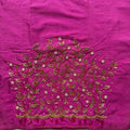 Rani pink Aari Work Blouse Fabric in Devi silk 1 metre with Cutdana Hand Embroidery | Designer Blouse Piece for Bridal & Festive Wear
