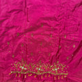 Rani pink Aari Work Blouse Fabric in Devi silk 1 metre with Cutdana Hand Embroidery | Designer Blouse Piece for Bridal & Festive Wear